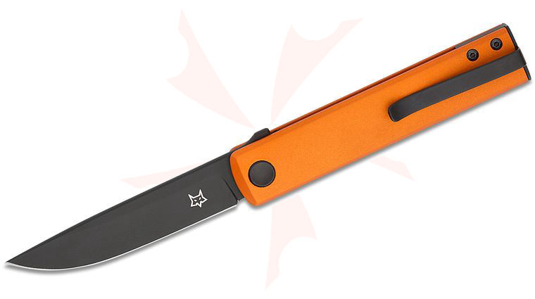 Fox FX-543 ALO Chnops Liner Lock Flipper Knife 2.95 inch Becut Black Drop Point Blade, Orange Aluminum Handles