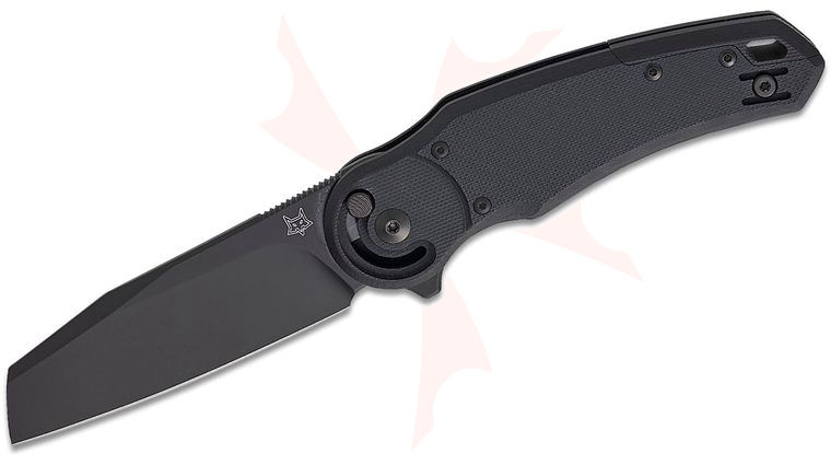 Fox FX-556 G10B Metamorphosis Radius Button Lock Flipper Knife 3.31 inch M390 Black PVD Sheepsfoot Blade, Black G10 Handles