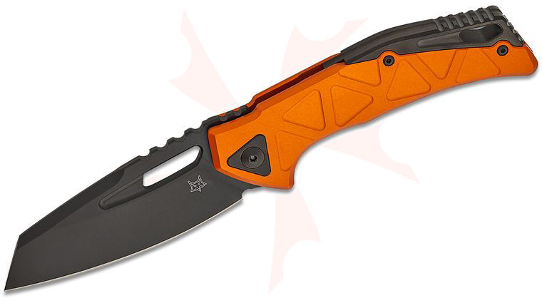 Fox FX-552 ALBOR Stefan Merk Chronos Frame Lock Flipper Knife 3.54 inch CPM-MagnaCut Black PVD Reverse Tanto Blade, Orange Aluminum Handles