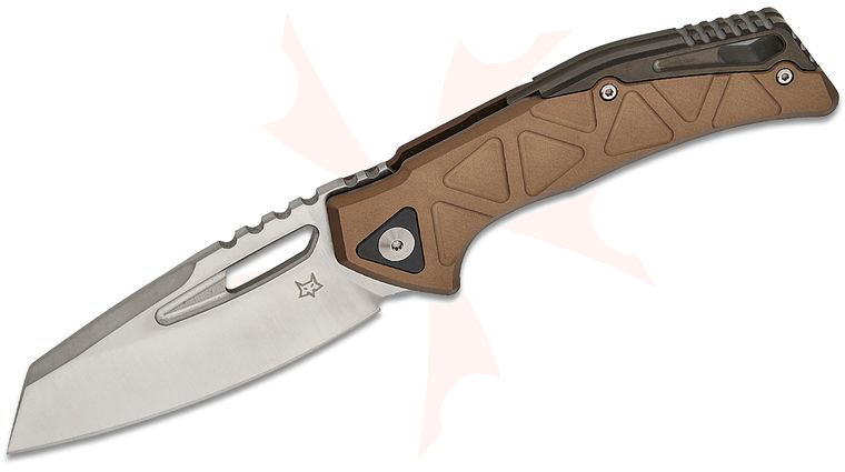 Fox FX-552 ALBR Stefan Merk Chronos Frame Lock Flipper Knife 3.54 inch CPM-MagnaCut Satin Reverse Tanto Blade, Bronze Aluminum Handles