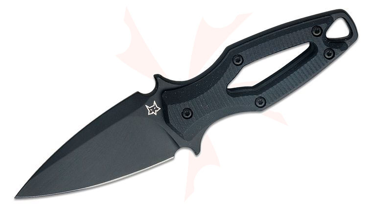 Fox FX-553 B Aka Fixed Blade Knife 2.44 inch Elmax Black Single-Edge Spear Point, Black G10 Handles, Kydex Sheath