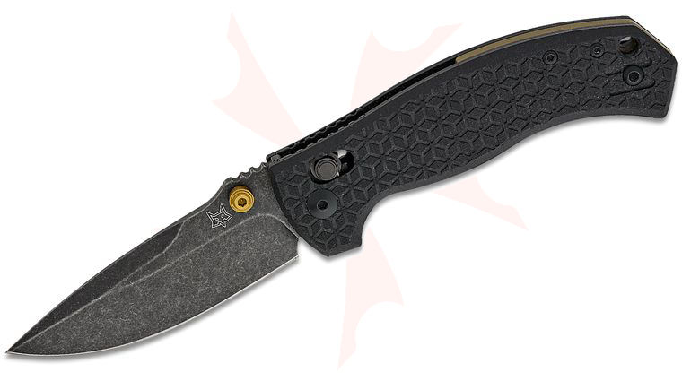 Fox FX-560 G10B Les George Anzu Crossbar Lock Folding Knife 3.15 inch CPM-MagnaCut Black Stonewashed Drop Point Blade, Black Milled G10 Handles