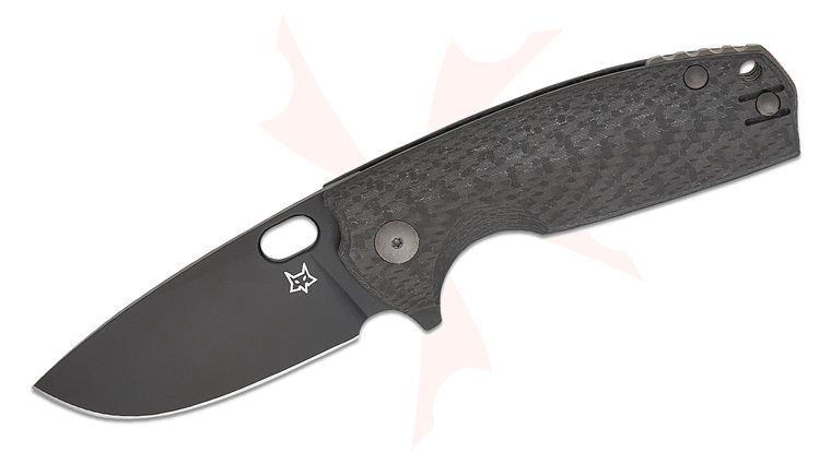 Fox FX-604 CF Jesper Voxnaes Core Liner Lock Flipper Knife 3.15 inch Elmax Black PVD Drop Point Blade, Carbon Fiber Handles