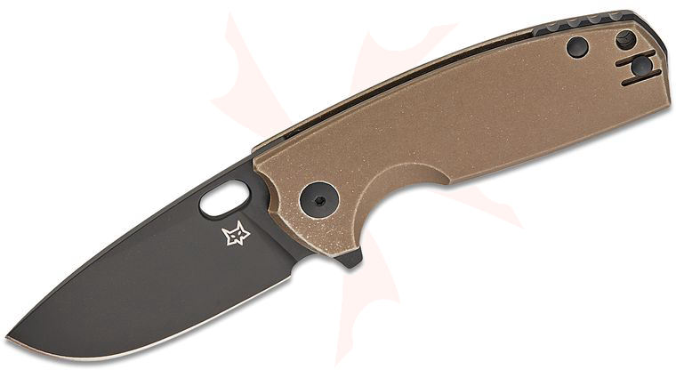 Fox FX-604 ALBR Jesper Voxnaes Core Liner Lock Flipper Knife 3.15 inch Elmax Black Drop Point Blade, Bronze Stonewashed Aluminum Handles