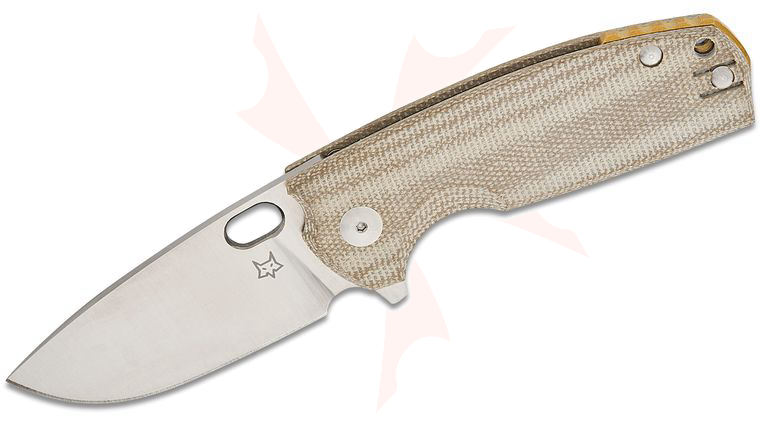 Fox FX-604 MN Jesper Voxnaes Core Liner Lock Flipper Knife 3.15 inch Elmax Satin Drop Point Blade, Natural Canvas Micarta Handles