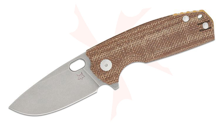 Fox FX-604 MBR Jesper Voxnaes Core Flipper Knife 3.15 inch Elmax Stonewashed Plain Blade, Brown Micarta Handles