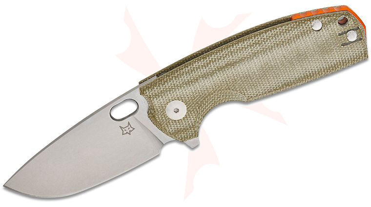 Fox FX-604 MFG Jesper Voxnaes Core Liner Lock Flipper Knife 3.15 inch Elmax Stonewashed Drop Point Blade, Forest Green Canvas Micarta Handles