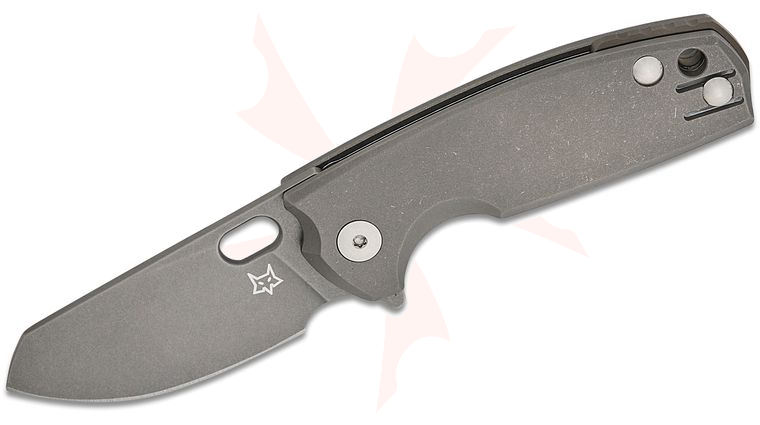 Fox FX-608 TI Jesper Voxnaes Baby Core Flipper Knife 2.36 inch M390 Dark Stonewashed Modified Sheepsfoot Blade, Dark Stonewashed Titanium Handle
