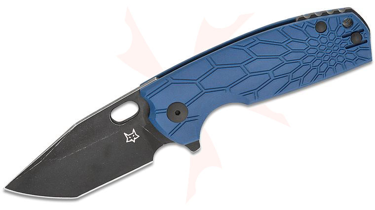 Fox FX-612 BLB Jesper Voxnaes Core Liner Lock Flipper Knife 3.15 inch N690 Black Stonewashed Tanto Blade, Blue FRN Handles