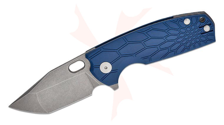 Fox FX-612 BLS Jesper Voxnaes Core Liner Lock Flipper Knife 3.15 inch N690 Stonewashed Tanto Blade, Blue FRN Handles