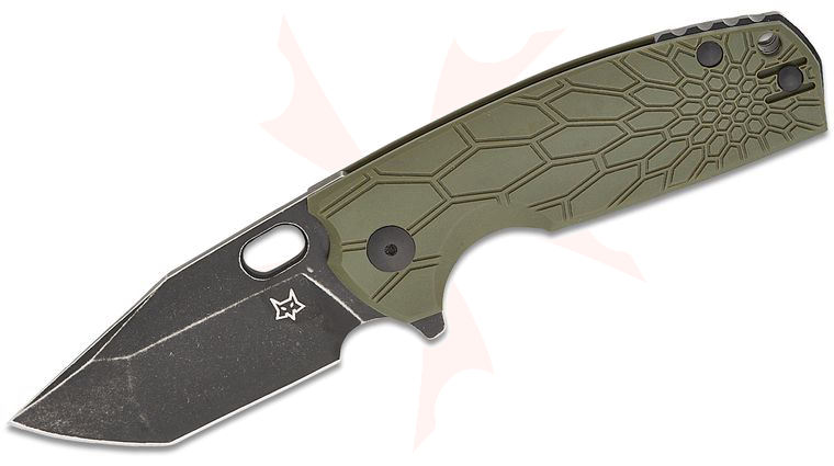 Fox FX-612 ODB Jesper Voxnaes Core Liner Lock Flipper Knife 3.15 inch N690 Black Stonewashed Tanto Blade, OD Green FRN Handles