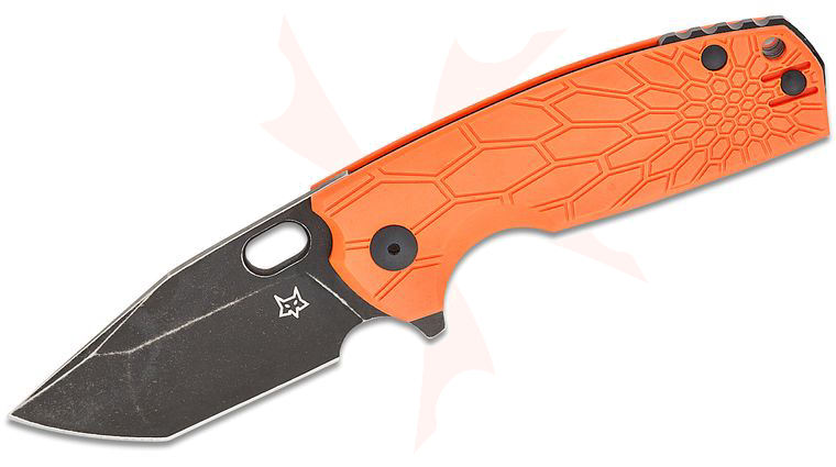 Fox FX-612 ORB Jesper Voxnaes Core Liner Lock Flipper Knife 3.15 inch N690 Black Stonewashed Tanto Blade, Orange FRN Handles