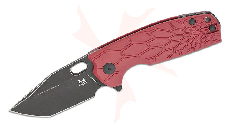 Fox FX-612 RB Jesper Voxnaes Core Liner Lock Flipper Knife 3.15 inch N690 Black Stonewashed Tanto Blade, Red FRN Handles