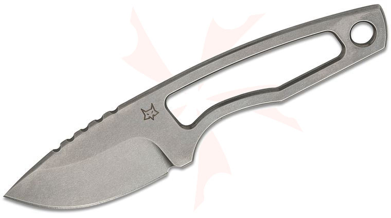 Fox FX-626 KS Short Fixed Blade Knife 2.36 inch Niolox Stonewashed Drop Point Blade and Skeletonized Handle, One-Piece Construction, Kydex Sheath