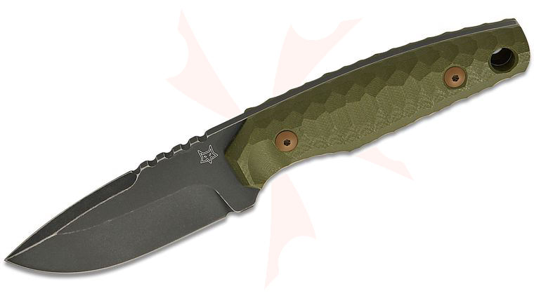 Fox FX-627 G10B KS Fixed Blade Knife 3.15 inch Niolox Black Stonewashed Drop Point Blade, OD Green Milled G10 Handles, Kydex Sheath
