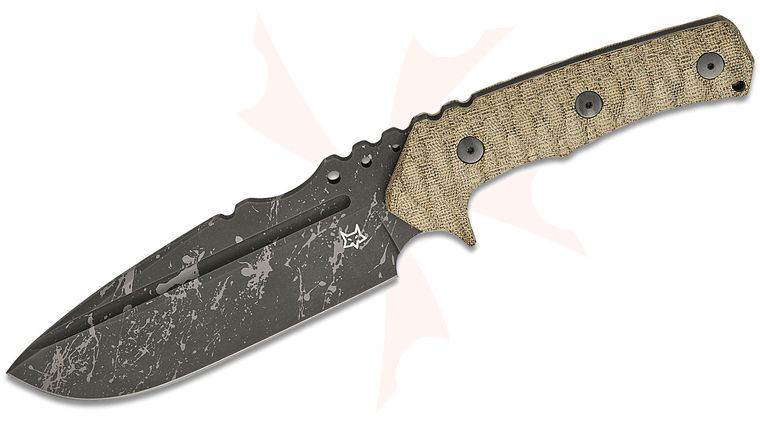Fox FX-623 ODA Uro Fixed Blade Knife 6.10 inch Niolox Acid Washed Drop Point Blade, OD Green Milled Canvas Micarta Handles, Kydex Sheath