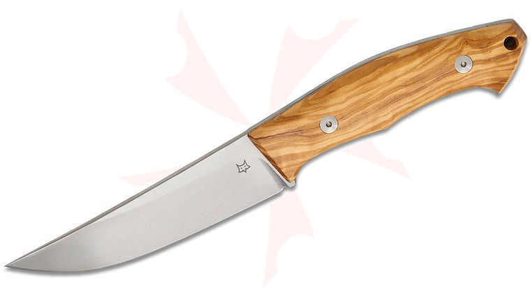 Fox FX-649 OL Fenix Fixed Blade Knife 4.72 inch Niolox Satin Straight Back Blade, Olive Wood Handles, Leather Sheath