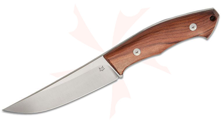 Fox FX-649 OL Fenix Fixed Blade Knife 4.72 inch Niolox Satin Straight Back Blade, Santos Wood Handles, Leather Sheath