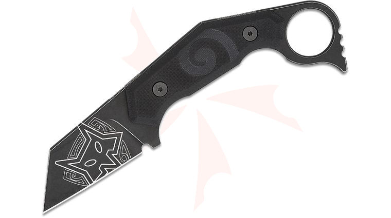 Fox FX-652 Jared Wihongi Toa Fixed Blade Karambit 2.5 inch N690 Black Stonewashed Wharncliffe, Black G10 Handle with Finger Ring, Kydex Sheath