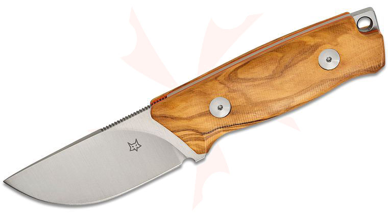 Fox FX-664 OL Rifle Series Muzzle Fixed Blade Knife 3.15 inch Becut Satin Drop Point, Olive Wood Handles, Leather Sheath