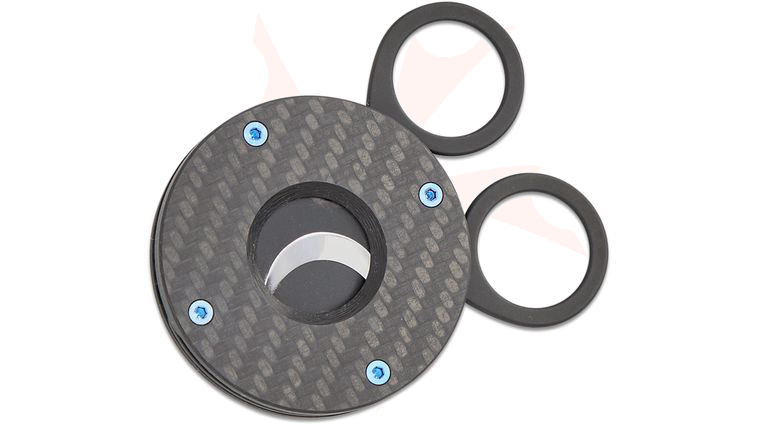 Fox Knives 743 3KT The Circle Cigar Cutter, 12C27 Black PVD Blade, 3k Twill FatCarbon