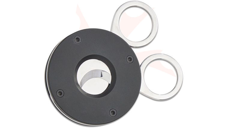 Fox Knives 743 B The Circle Cigar Cutter, 12C27 Satin Blade, Black Anodized Aluminum
