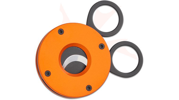 Fox Knives 743 OR The Circle Cigar Cutter, 12C27 Black PVD Blade, Orange Anodized Aluminum