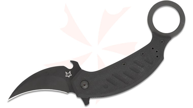 Fox FX-826 Pikal Liner Lock Folding Karambit 2.36 inch N690Co Black Pikal Blade, Black G10 Handles