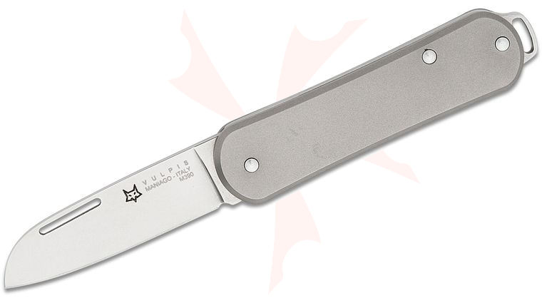 Fox Knives FX-VP108 TI Small Vulpis Slipjoint Folding Knife 1.77 inch M390 Polished Wharncliffe Blade, Sand Blasted Titanium Handles