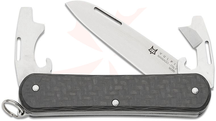Fox Knives FX-VP130-3 CF Vulpis 3 Multi-Tool, M390 Blade, Carbon Fiber Handles, 2.91 inch Closed