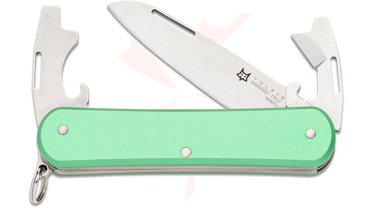 Fox Knives FX-VP130-3 OD Vulpis 3 Multi-Tool, N690 Blade, Green Anodized Aluminum Handles, 2.91 inch Closed