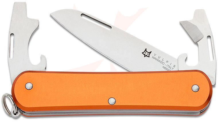 Fox Knives FX-VP130-3 OR Vulpis 3 Multi-Tool, N690 Blade, Orange Anodized Aluminum Handles, 2.91 inch Closed