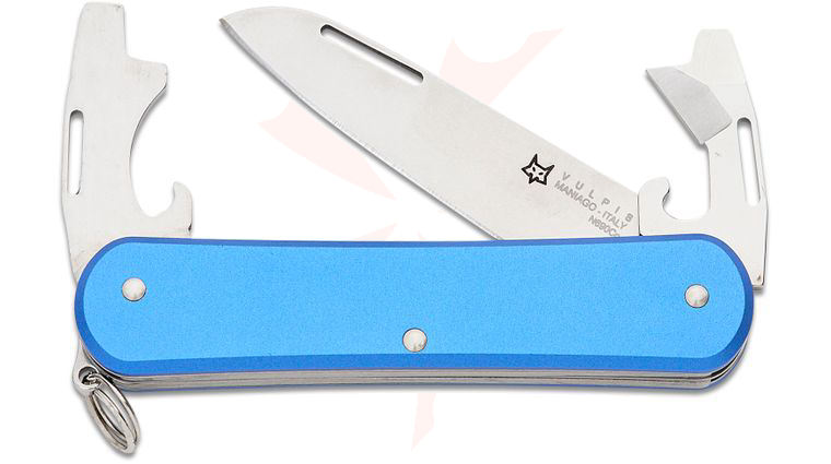Fox Knives FX-VP130-3 SB Vulpis 3 Multi-Tool, N690 Blade, Blue Anodized Aluminum Handles, 2.91 inch Closed