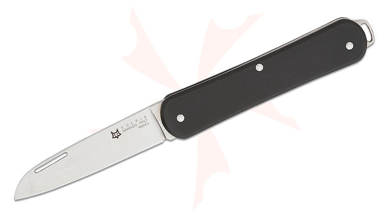 Fox Knives FX-VP130 BK Vulpis Slipjoint Folding Knife 2.17 inch N690Co Polished Wharncliffe Blade, Black Anodized Aluminum Handles