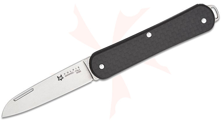 Fox Knives FX-VP130 CF Vulpis Slipjoint Folding Knife 2.17 inch M390 Polished Wharncliffe Blade, Carbon Fiber Handles
