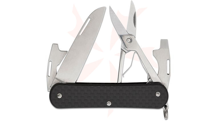Fox Knives FX-VP130-F4 CF Vulpis S4 Multi-Tool, M390 Blade, Carbon Fiber Handles, 2.91 inch Closed