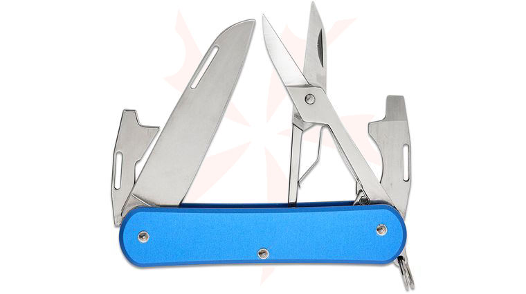 Fox Knives FX-VP130-F4 SB Vulpis F4 Multi-Tool, N690 Blade, Blue Anodized Aluminum Handles, 2.91 inch Closed
