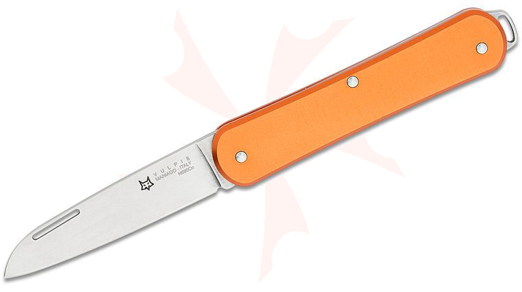 Fox Knives FX-VP130 OR Vulpis Slipjoint Folding Knife 2.17 inch N690Co Polished Wharncliffe Blade, Orange Anodized Aluminum Handles