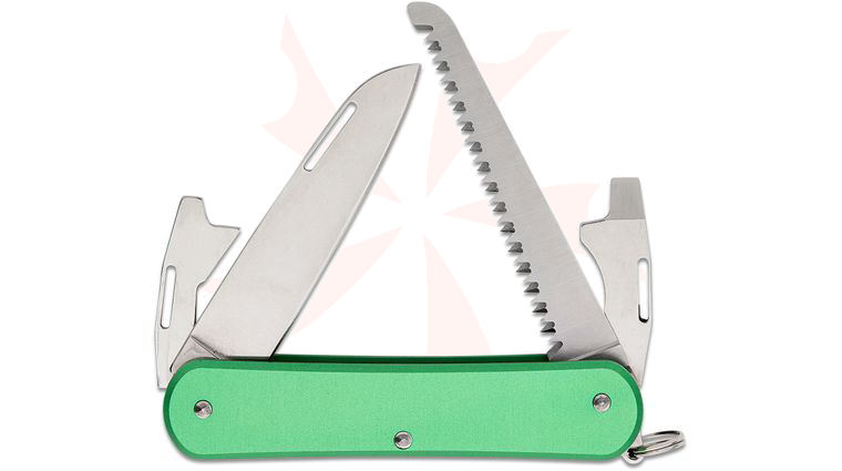 Fox Knives FX-VP130-S4 OD Vulpis S4 Multi-Tool, N690 Blade, Green Anodized Aluminum Handles, 2.91 inch Closed