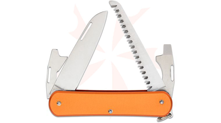 Fox Knives FX-VP130-S4 OR Vulpis S4 Multi-Tool, N690 Blade, Orange Anodized Aluminum Handles, 2.91 inch Closed