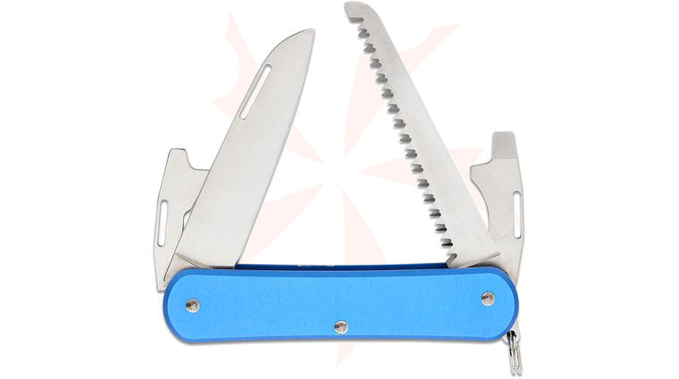 Fox Knives FX-VP130-S4 SB Vulpis S4 Multi-Tool, N690 Blade, Blue Anodized Aluminum Handles, 2.91 inch Closed