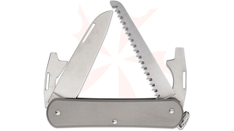 Fox Knives FX-VP130-S4 TI Vulpis S4 Multi-Tool, M390 Blade, Sand Blasted Titanium Handles, 2.91 inch Closed