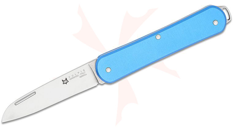 Fox Knives FX-VP130 SB Vulpis Slipjoint Folding Knife 2.17 inch N690Co Polished Wharncliffe Blade, Blue Anodized Aluminum Handles