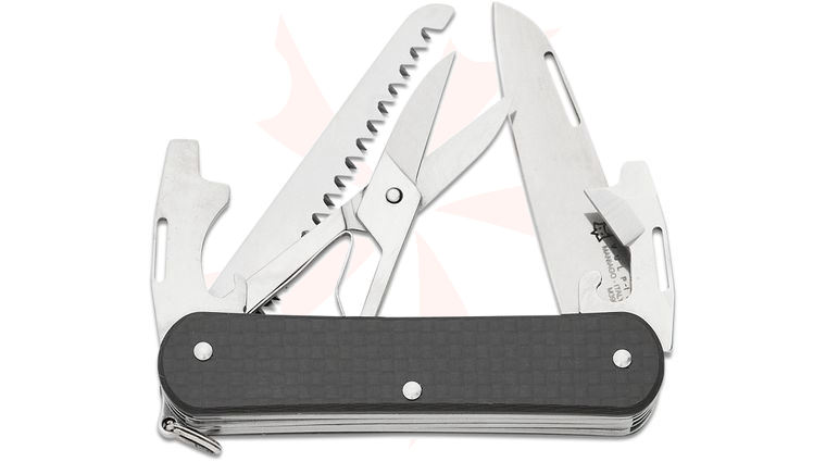 Fox Knives FX-VP130-SF5 CF Vulpis SF5 Multi-Tool, M390 Blade, Carbon Fiber Handles, 2.91 inch Closed