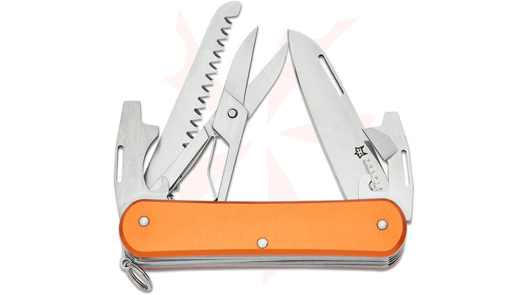 Fox Knives FX-VP130-SF5 OR Vulpis SF5 Multi-Tool, N690 Blade, Orange Anodized Aluminum Handles, 2.91 inch Closed