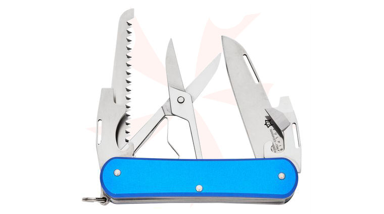 Fox Knives FX-VP130-SF5 SB Vulpis SF5 Multi-Tool, N690 Blade, Blue Anodized Aluminum Handles, 2.91 inch Closed