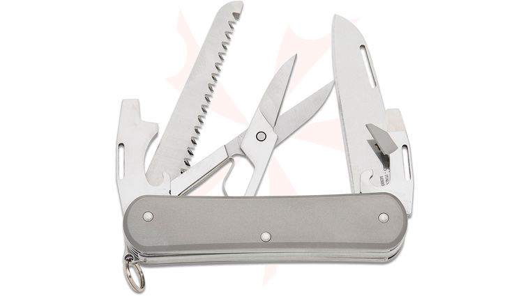 Fox Knives FX-VP130-SF5 TI Vulpis SF5 Multi-Tool, M390 Blade, Sand-Blasted Titanium Handles, 2.91 inch Closed