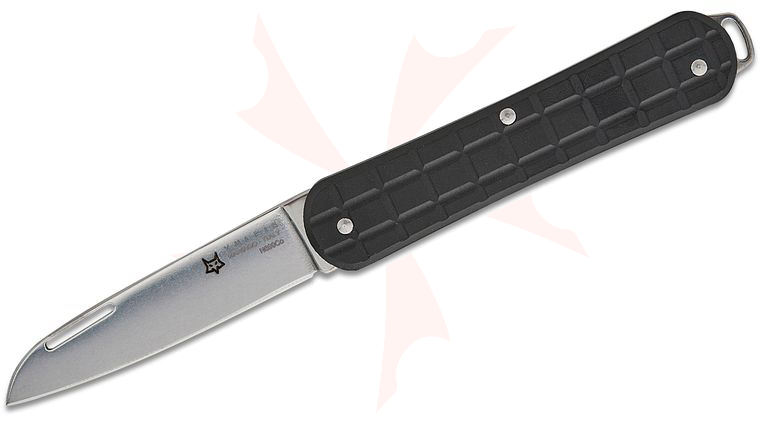 Fox Knives FX-VPGP130 BK Vulpis Slipjoint Folding Knife 2.17 inch N690Co Polished Wharncliffe Blade, Black Grenade Pattern Aluminum Handles