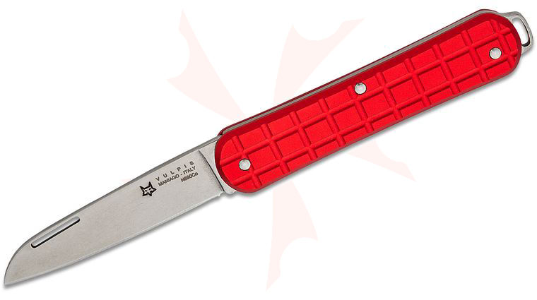 Fox Knives FX-VPGP130 RD Vulpis Slipjoint Folding Knife 2.17 inch N690Co Polished Wharncliffe Blade, Red Grenade Pattern Aluminum Handles