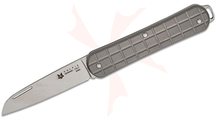 Fox Knives FX-VPGP130 TI Vulpis Slipjoint Folding Knife 2.17 inch M390 Polished Wharncliffe Blade, Gray Grenade Pattern Titanium Handles